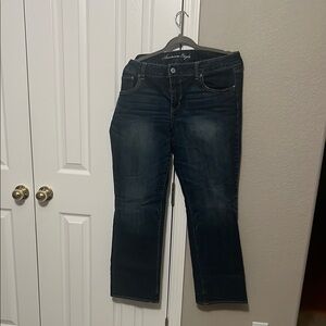 American Eagle Outfitters Blue Boot Cut Jeans 18 Short Strech!